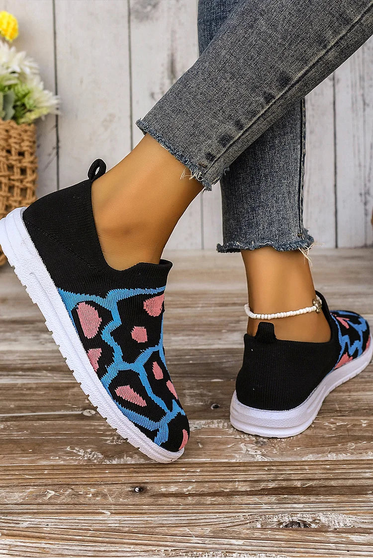 Round Toe Colorblock Abstract Pattern Casual Sneakers