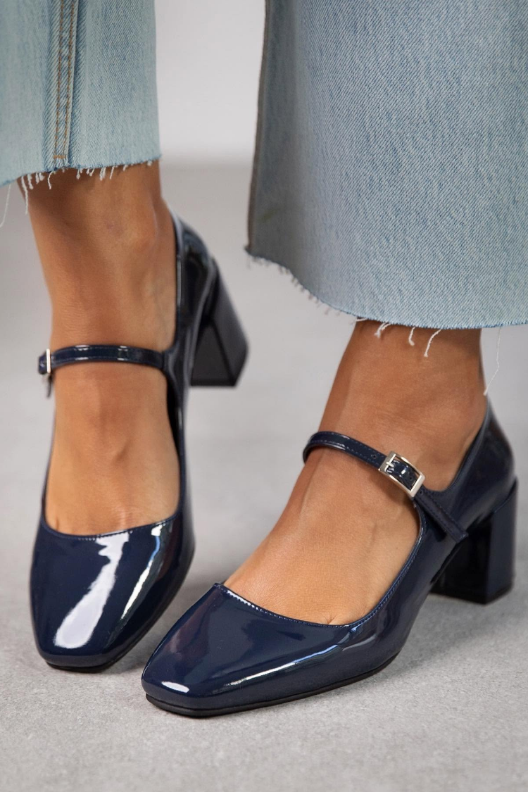 Classic Patent Leather Block Chunky Heels