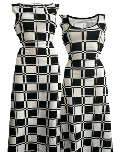 V Neck Sleeveless Long Dress Black White Checkered Flag Beach Maxi Dress