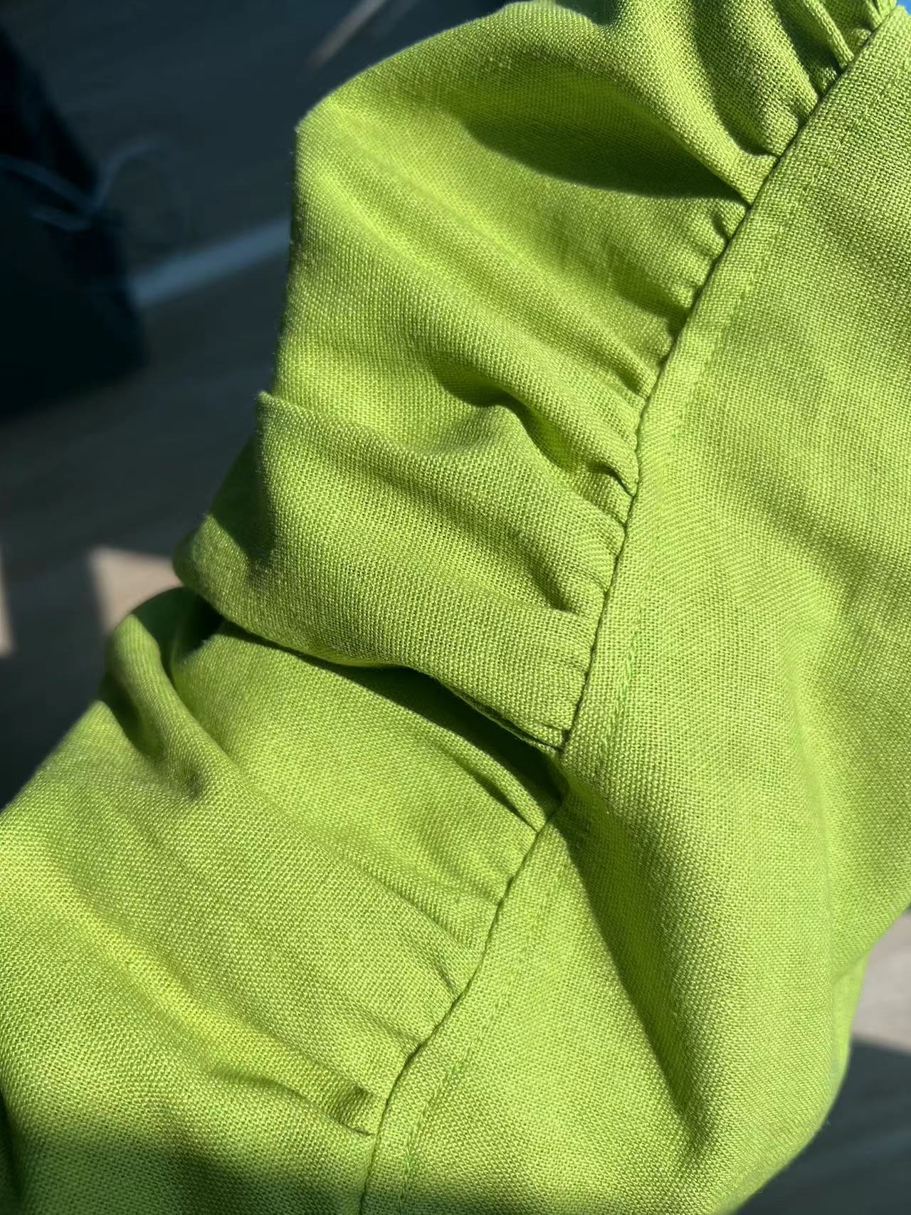 2023 Nuovo abito longuette in lino verde erba 