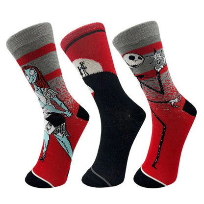 Halloween Scary Skeleton Skull Moon Print Mid Calf Socks