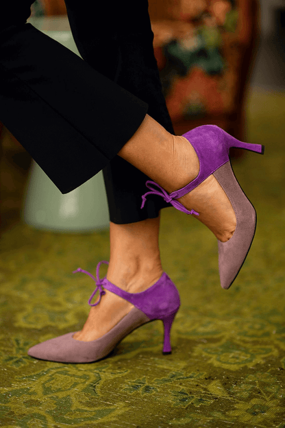 Elegant Violet Tie-Up Stiletto Heels