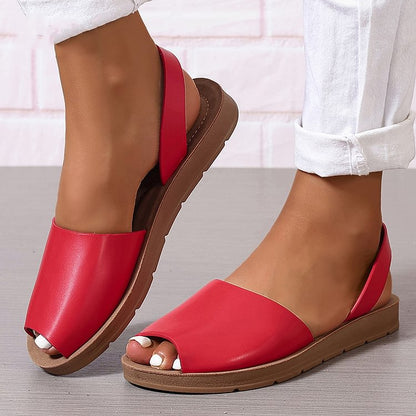 Peep Toe Slingback Strap Solid Color Casual Sandals