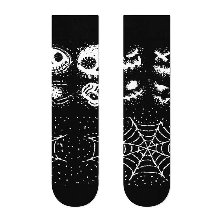 Halloween Muppet Doll Blossom Guitar Skeleton Print Mid Calf Socks