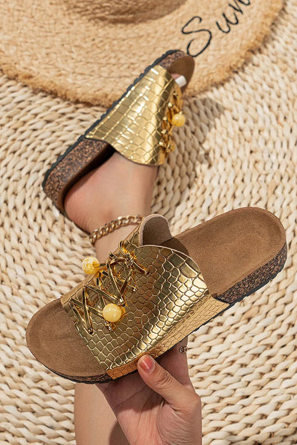 Lace Up Crocodile Print Round Toe Casual Slippers