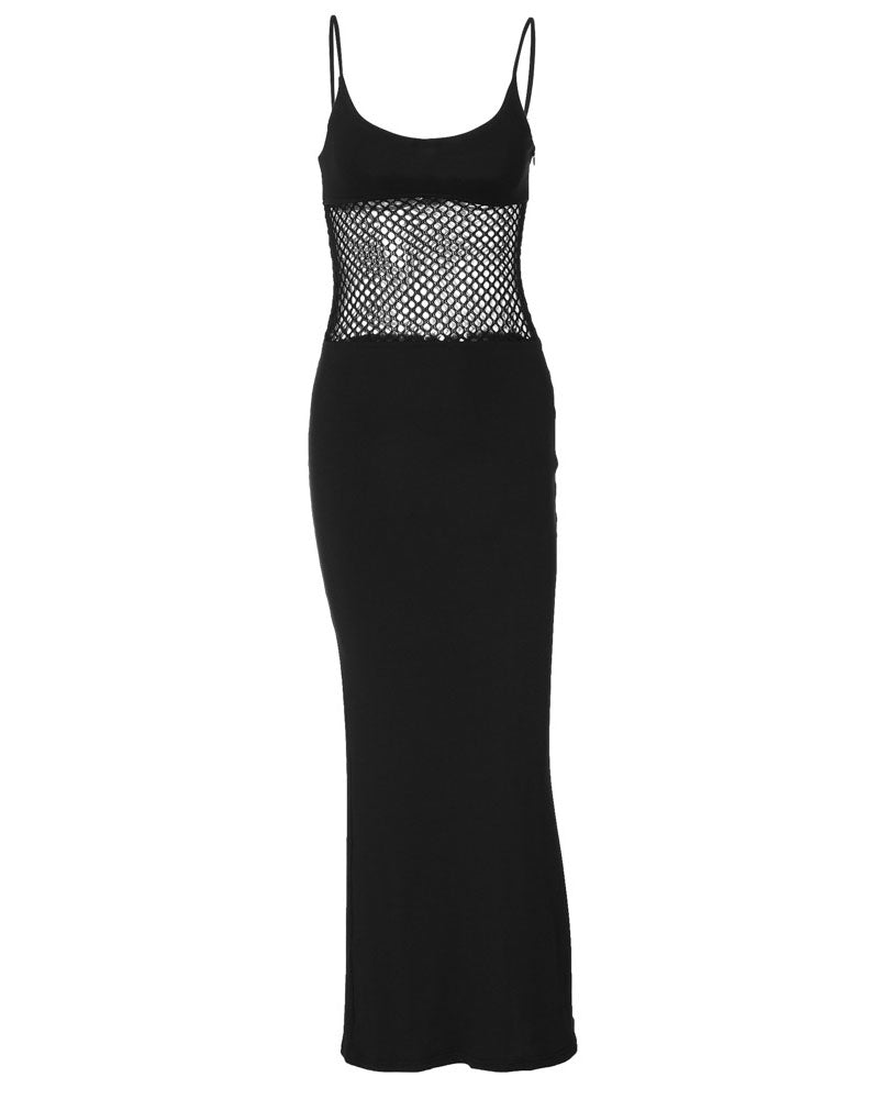 Sexy Perspective Mesh Stitching Sling Dress