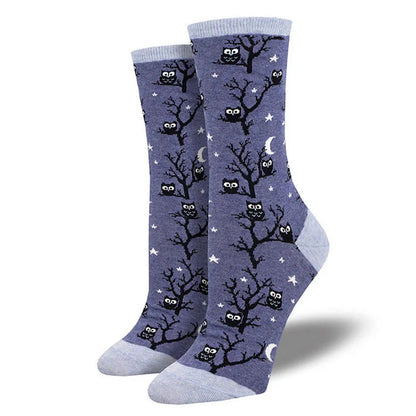 Halloween Maple Leaf Pumpkin Witch Owl Skeleton Print Mid Calf Socks