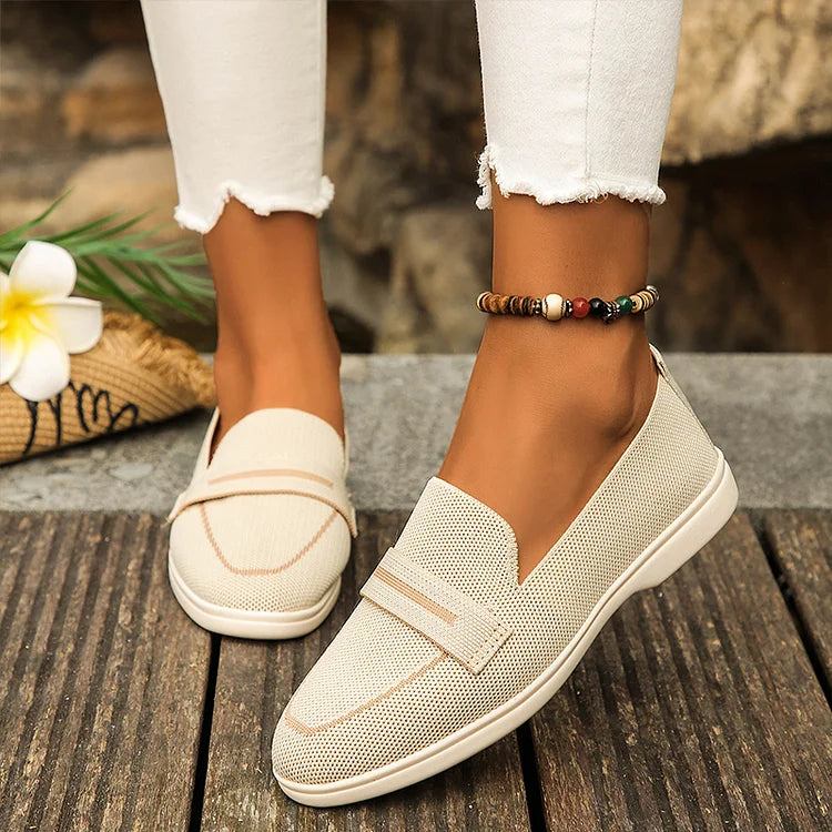 Patchwork Round Toe Colorblock Casual Loafers