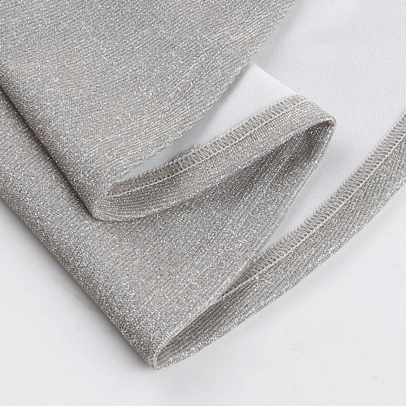 Minivestido lencero plisado hinchado plateado 