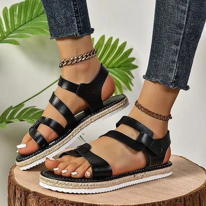 Sandali con plateau espadrillas con cinturini incrociati e cuciture in tinta unita casual 