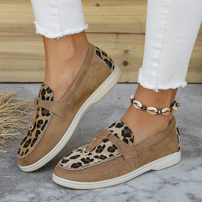 Leopard Print Knotted Detail Slip On Retro Loafers