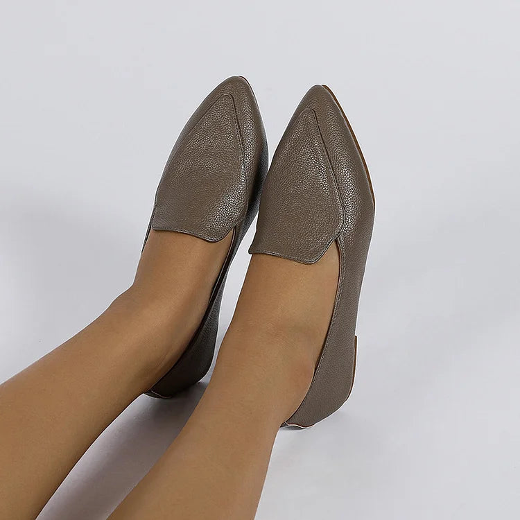 Patchwork Solid Color Pointed Toe Daily Slip On Flats