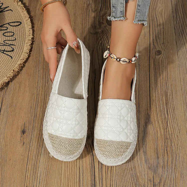 Woven Patchwork Quilted Plaid Round Toe Slip On Loafers