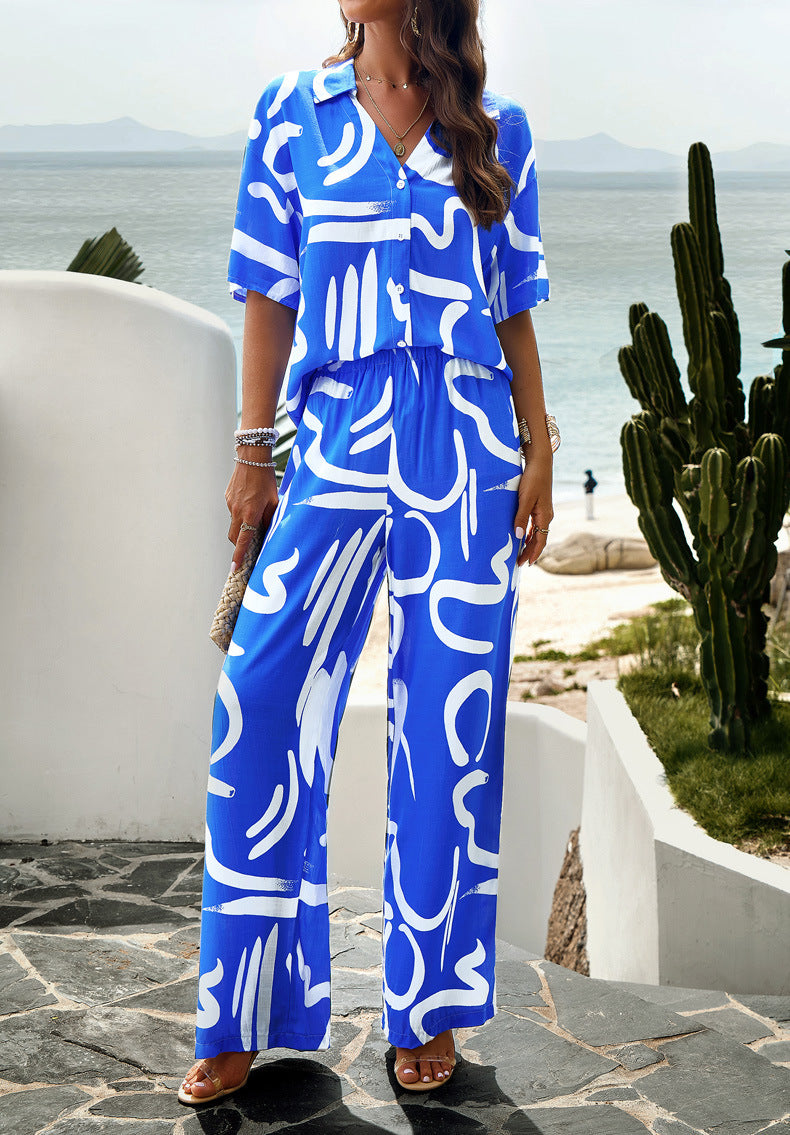 Fun Beach Print Two Piece Set