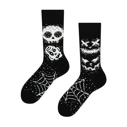 Halloween Muppet Doll Blossom Guitar Skeleton Print Mid Calf Socks