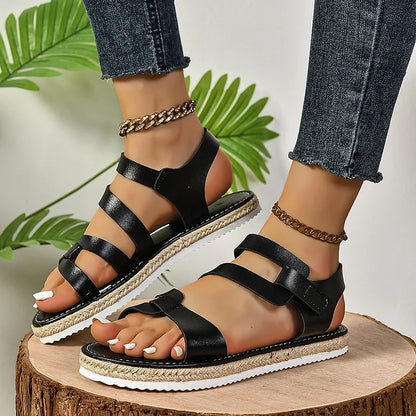 Casual Solid Color Seam Criss Cross Strappy Espadrille Platform Sandals