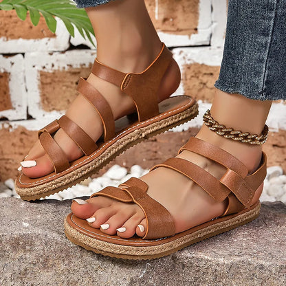 Casual Plain Seam Criss Cross Strappy Espadrille Patchwork Sandals