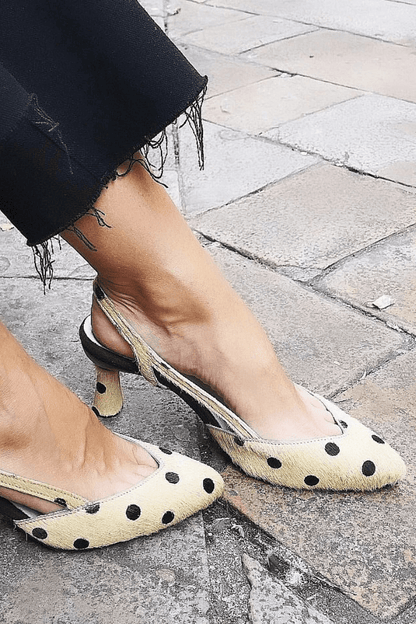 Golden Polka Dot Slingbacks. Heels [Pre Order]