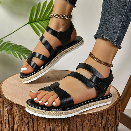 Casual Solid Color Seam Criss Cross Strappy Espadrille Platform Sandals