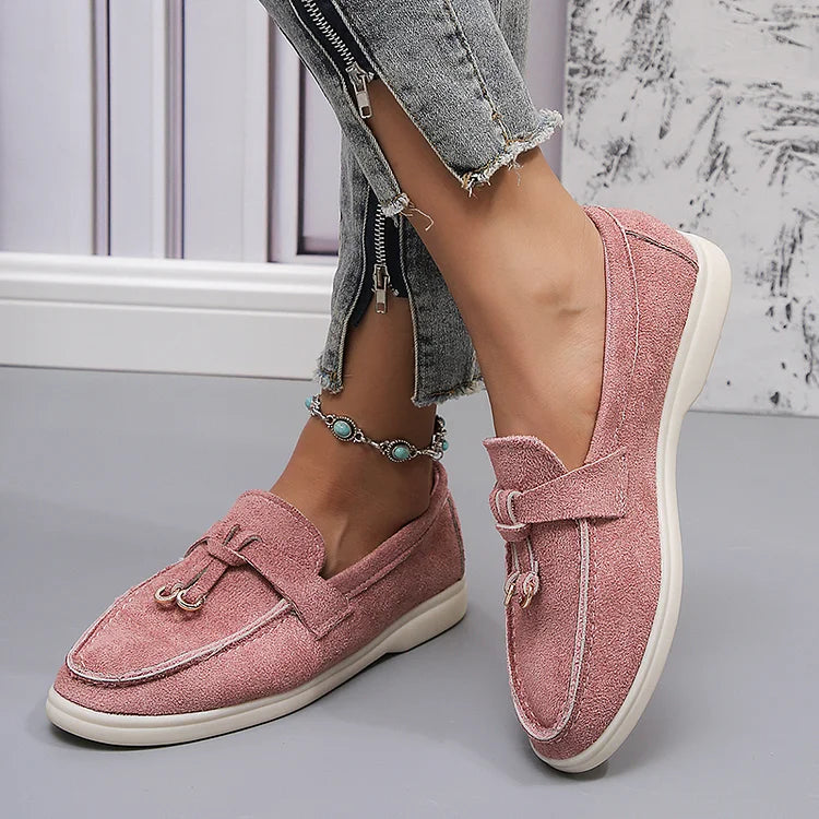 Casual Solid Color Knotted Seam Low-Top Loafers