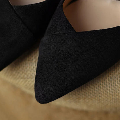 Wrapped Pointy Toe Hollow Out Slippers Chunky Heels