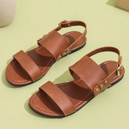 Studded Slingback Strap Buckle Solid Color Casual Sandals